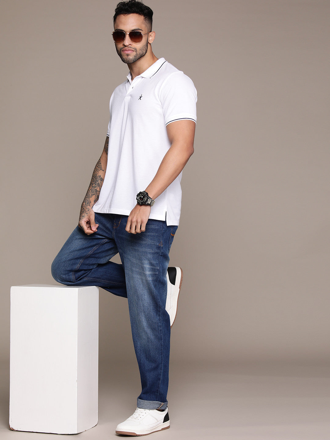 Men Polo Collar Pure Cotton T-shirt