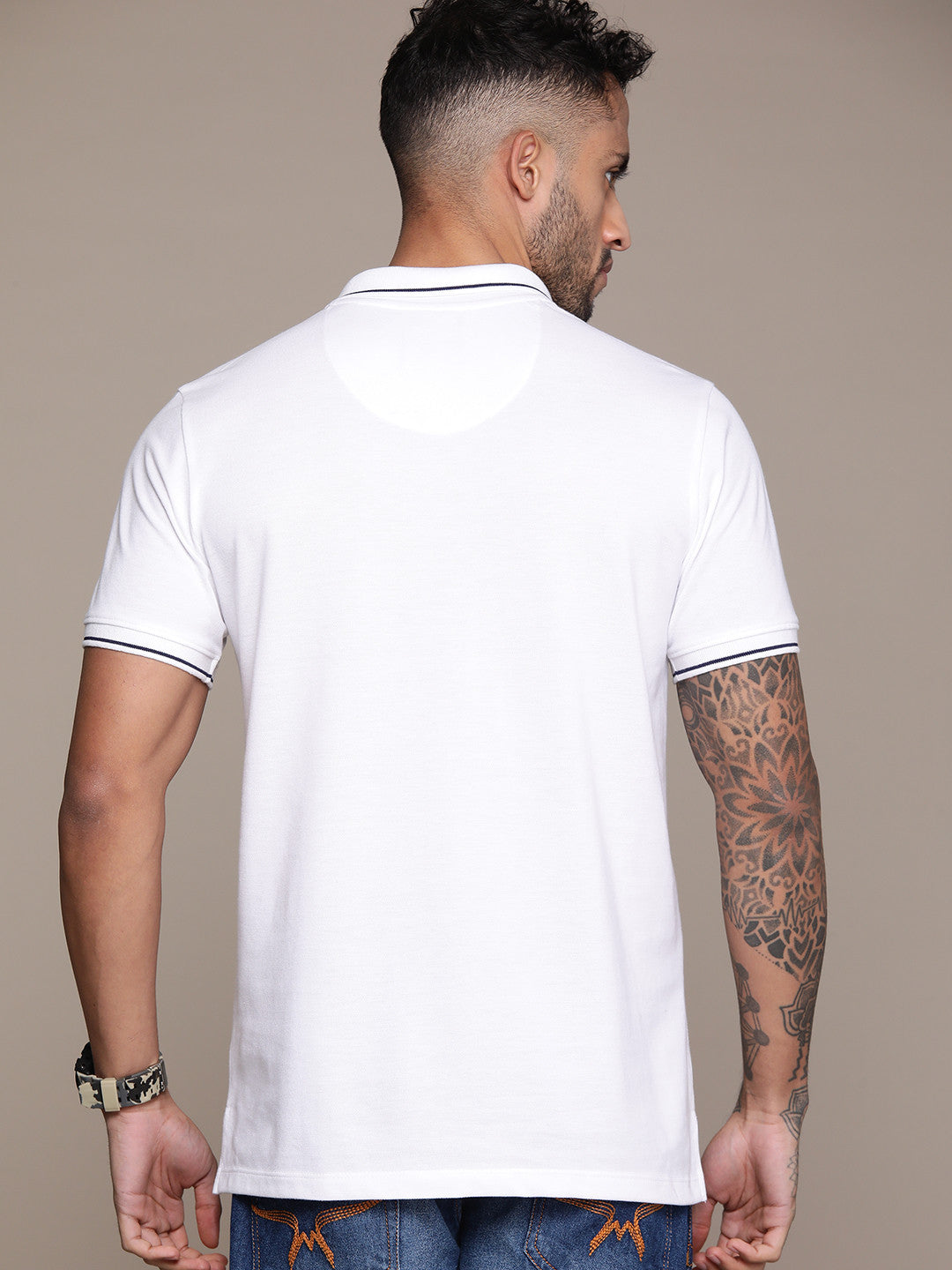 Men Polo Collar Pure Cotton T-shirt